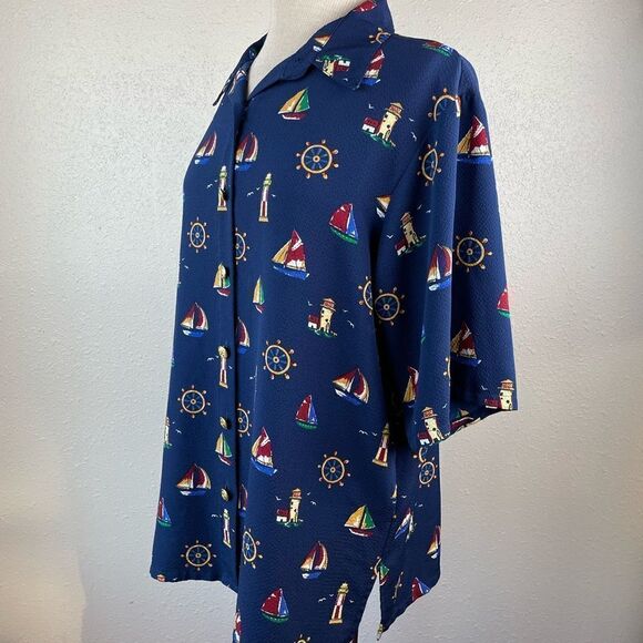 Bon Worth Nautical Themed Button Down Short Size XL EUC - Picture 4 of 8